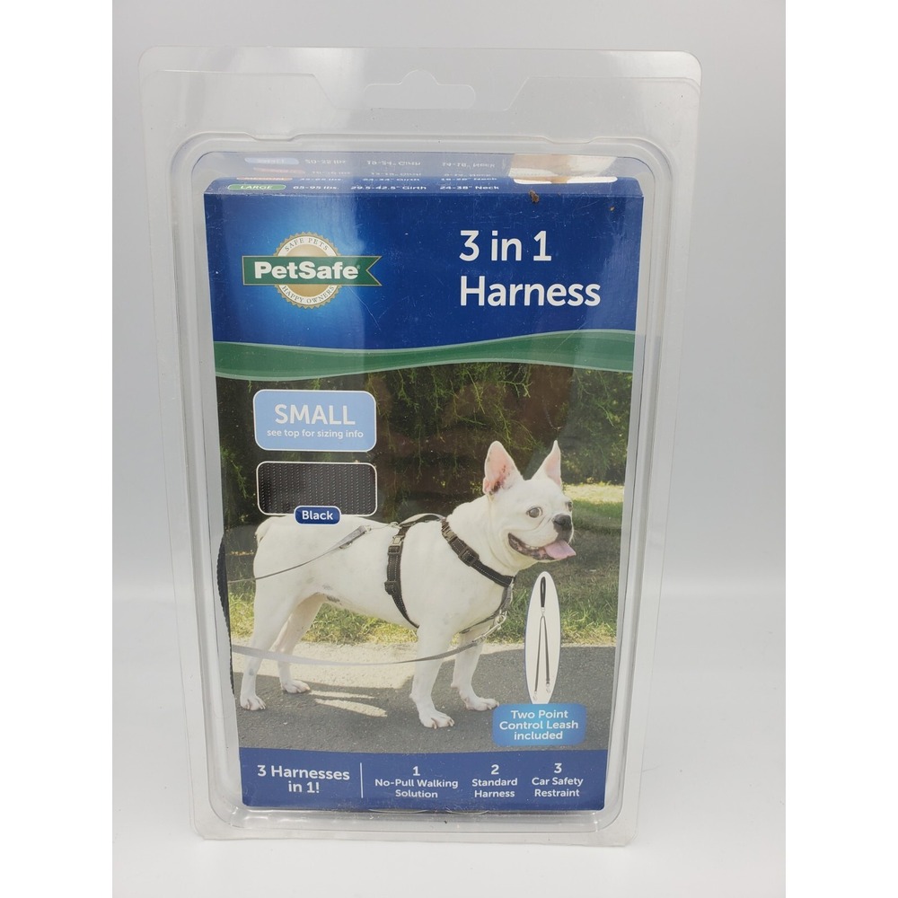 Petsafe Dog Harness Small Black Control Leash Adjustable 3 In 1 Car Restraint